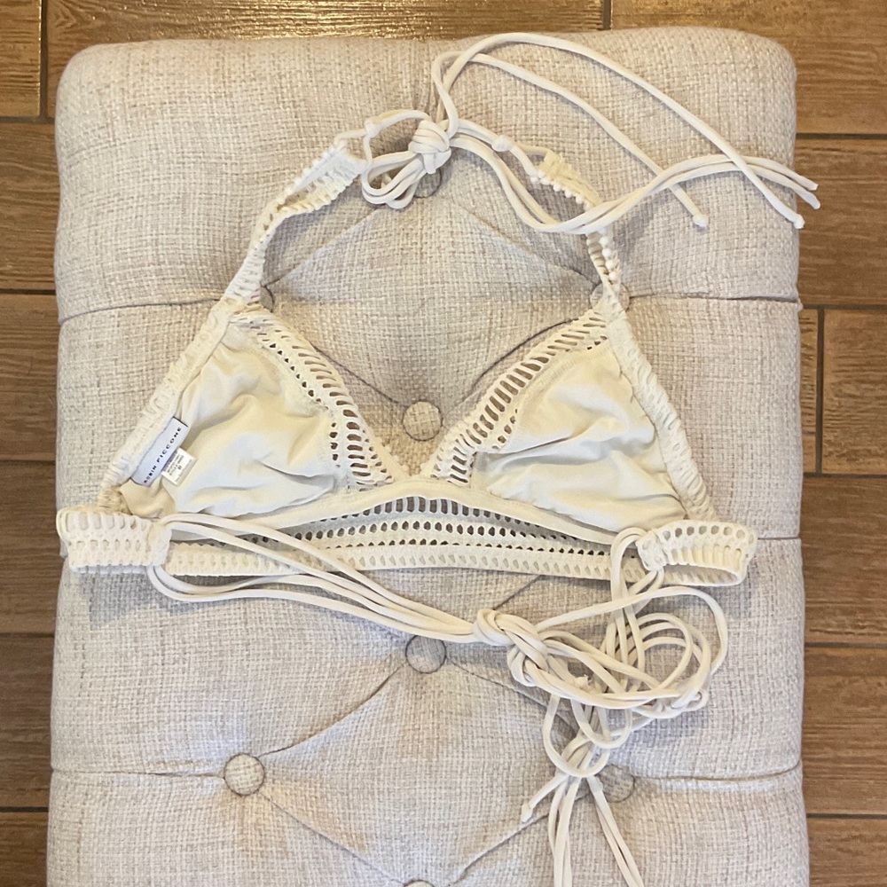 Robin Piccone Cream Crochet-Trim Bikini Top - Picture 3 of 3